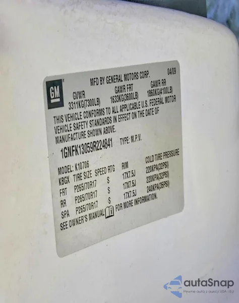 2009 Chevrolet Tahoe K1500 Ls z USA, uszkodzony, nr VIN 1GNFK13059R224841